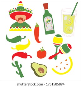 Mexican fast food and drinks icon
