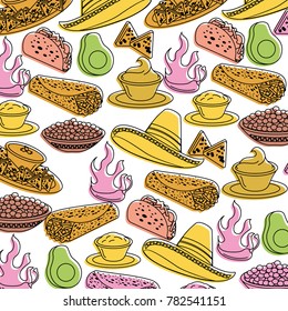 mexican fast food seamless pattern