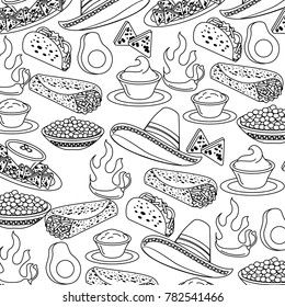 mexican fast food seamless pattern