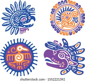 
Mexican feathered bird shields of the Mexican Aztec culture