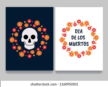 Mexican festival Dia De Los Muertos (Day Of The Dead) celebration concept greeting card design with two different option.