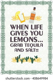 Mexican festive poster template with quote, ornate ethnic ornament background. 
