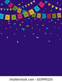 Mexican Fiesta background, banner and poster design with flags, decorations, greeting card