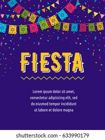 Mexican Fiesta Background, Banner And Poster Design With Flags, Decorations, Greeting Card