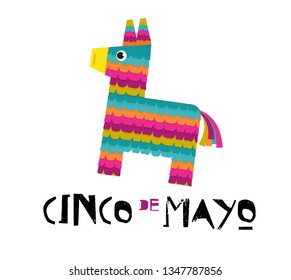 Mexican Fiesta banner and poster design with donkey pinata, flowers, decorations