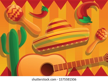 Mexican fiesta concept banner. Cartoon illustration of mexican fiesta vector concept banner for web design