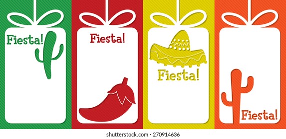 Mexican "Fiesta" (Festival) cut out tag collection in vector format.