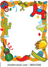 Mexican Fiesta frame, great for invitation or menu.