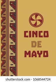 Mexican Fiesta holiday Cinco de Mayo. Freehand drawn cartoon. Decorative old indian colors pattern border. Festival celebration traditional symbols of Mexico. Vector element template banner background