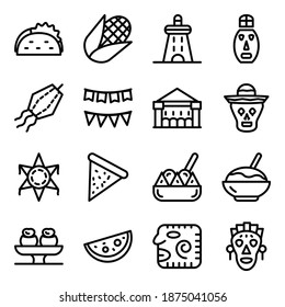 
Mexican Fiesta Icons in Modern Filled Style 