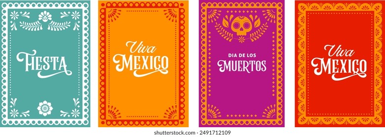 Mexican Fiesta, Mexican Menu restaurant, Cinco de Mayo invitation. Collection of vector cards design. Colorful printable illustrations