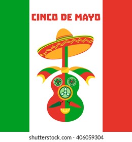 Mexican Fiesta party banner. Holiday Cinco de mayo. Fiesta menu frame. Chili pepper, sombrero. Flag of Mexico colors. Fiesta Cinco de Mayo Party banner background. Vector illustration
