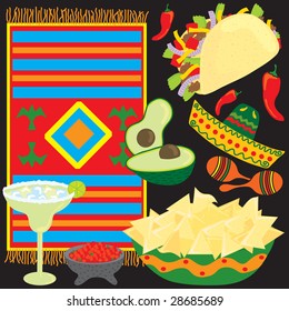 Mexican Fiesta Party elements individually grouped to make your own Fiesta