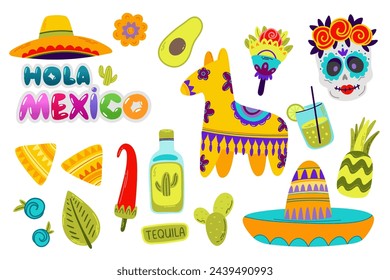 Mexican fiesta set. Cinco de Mayo. Collection