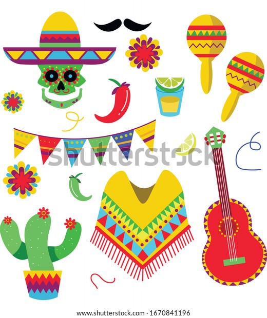 Mexican Fiesta Set Mexican Symbols Stock Vector (Royalty Free ...