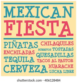 Mexican Fiesta (Vector Design for Cards or Posters)