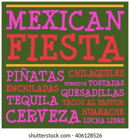 Mexican Fiesta (Vector Design for Cards or Posters)