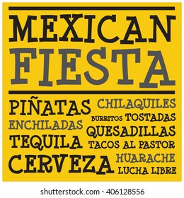 Mexican Fiesta (Vector Design for Cards or Posters)