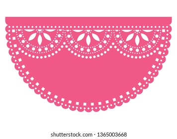 Mexican fiesta vector template design with empty space for text, Papel Picado paper cut out  with floral and geometric pattern, traditional party decoration from Mexico with no text. 