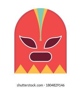 mexican fighter mask traditional flat icon vector illustration