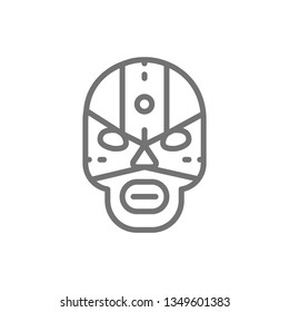 Mexican fighter mask, wrestler line icon.