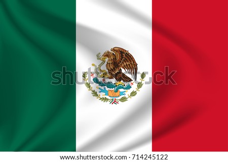Mexican flag background with cloth texture. Mexican Flag vector illustration.