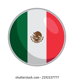 mexican flag in button icon