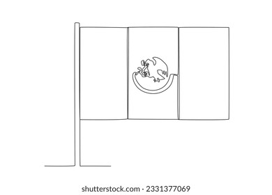 A Mexican flag in a celebration. Independencia de Mexico one-line drawing