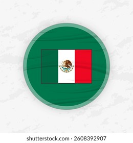 Mexican Flag in a Circular Emblem Design, Abstract Round Sticker Illustration. This high-quality vector graphic is perfect for use in patriotic designs, international events, sport competitions.
