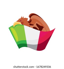 bandera mexicana con águila en el diseño de ilustración vectorial de fondo blanco