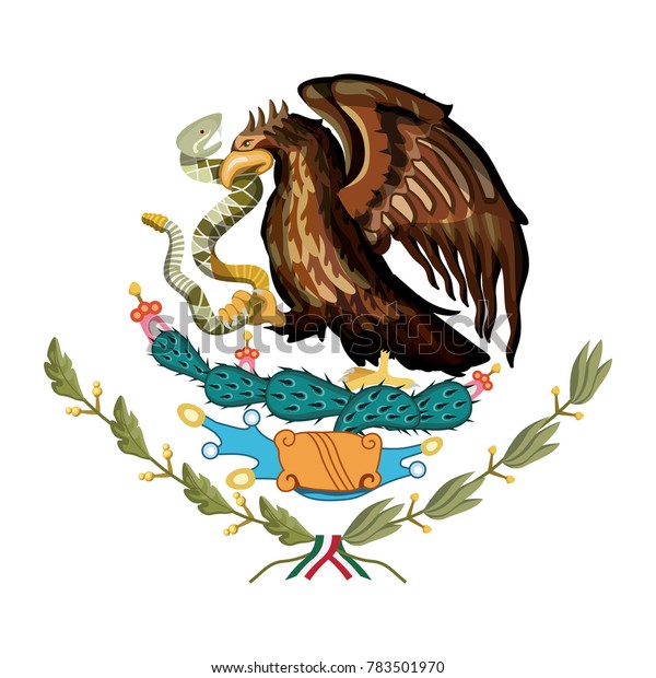 Download Mexican Flag Emblem Colorful Silhouette Eagle Stock Vector ...