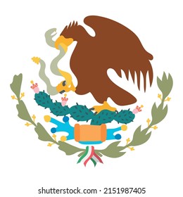 mexican flag emblem over white