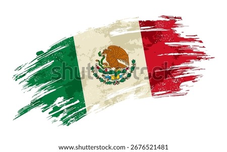 Mexican flag grunge brushstroke texture background. Vector illustration.