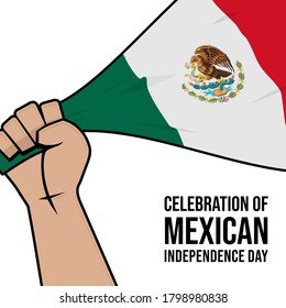 Mexican Flag in Hand vector Illustration for Mexican Independence Day design.