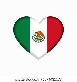 Mexican flag heart-shaped sign. Vector illustration.