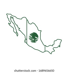 Mexican flag map.  Cinco de mayo celebration vector illustration line style icon