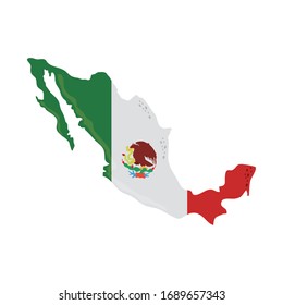 mexican flag in map cinco de mayo celebration vector illustration flat style icon