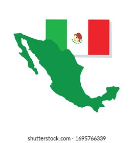 mexican flag and map fill style icon vector illustration design