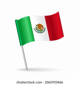 Mexican flag map pointer layout. Vector illustration.