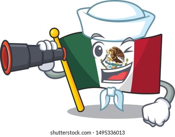 Mexican flag with monocular isolated character