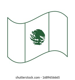 Mexican flag. National symbol. Cinco de mayo celebration vector illustration line style icon