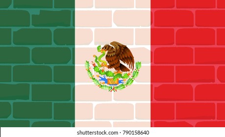 The Mexican Flag on a brick wall