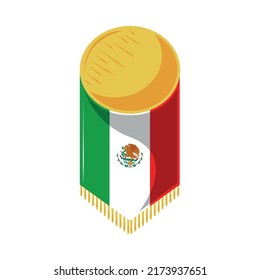 mexican flag pennant icon isolated