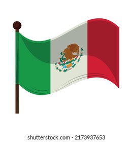 mexican flag in pole icon isolated