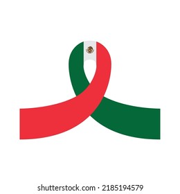 mexican flag in ribbon icon