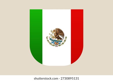 Escudo de la bandera mexicana con escudo de armas presentado como un ícono de Vector limpio para el diseño cultural nacional..