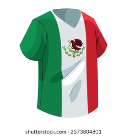 mexican flag in shirt isolated