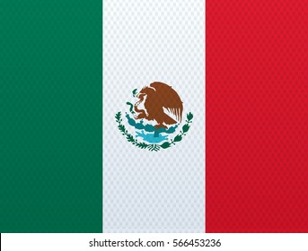 Mexican flag with the texture of fabric.Vector illustration.Eps 10
