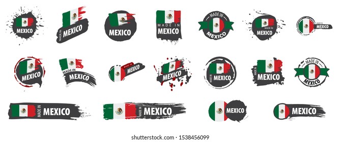 Mexican flag, vector illustration on a white background