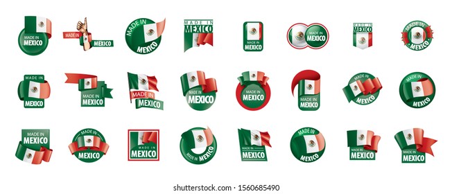 Mexican flag, vector illustration on a white background